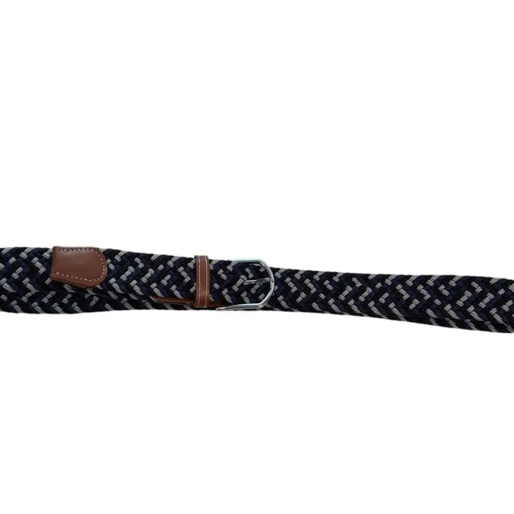✨Woven Belt Black Navy Gray Adjustable Silver Buckle Classic 39” NWOT 💙